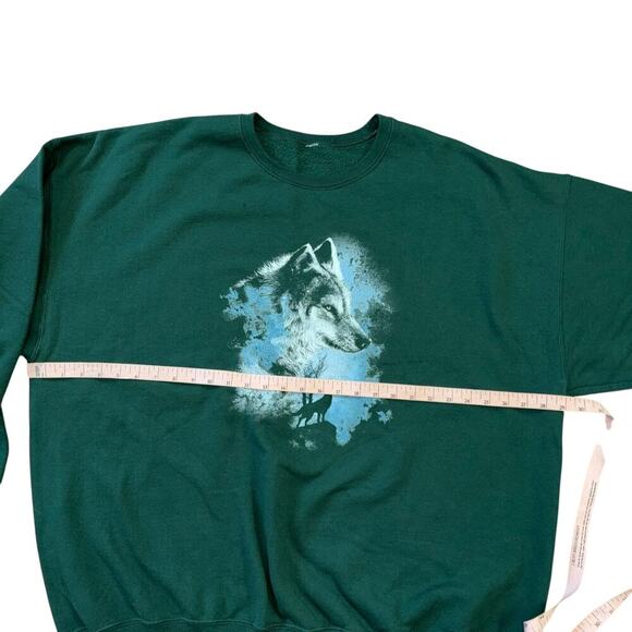 Wolf Pack Forest Green Crewneck Oversized Sweatshirt Unisex 2X Cozy Comfy Casual - Picture 8 of 11